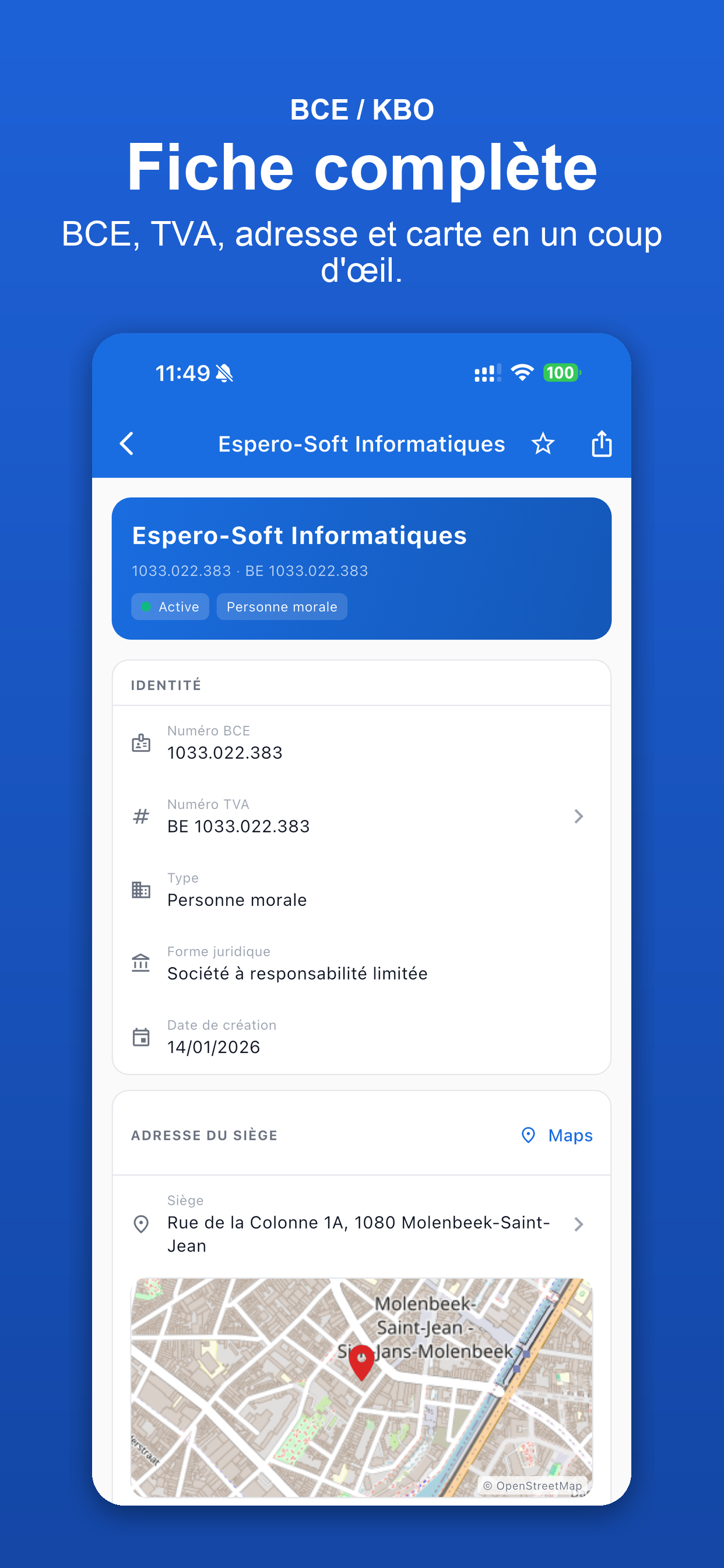Belgische btw-nummerscanner met automatische herkenning — Company Belgium BCE